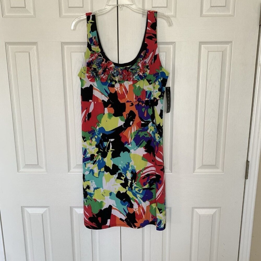 Tiana B. Sleeveless Dress Abstract Multicolor Knee Length Women’s Large NWT